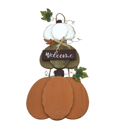 28 Inch Stack Of 3 Welcome Hanging Pumpkins Sign