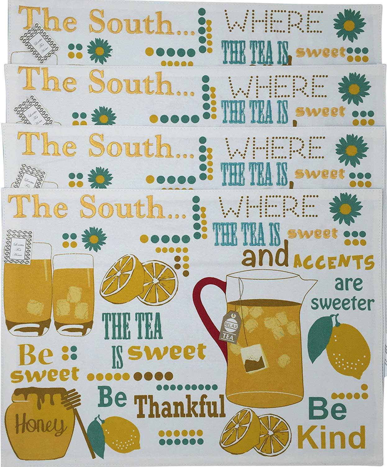 Where The Tea Is Sweet 8 Piece Set Placemats and Napkins