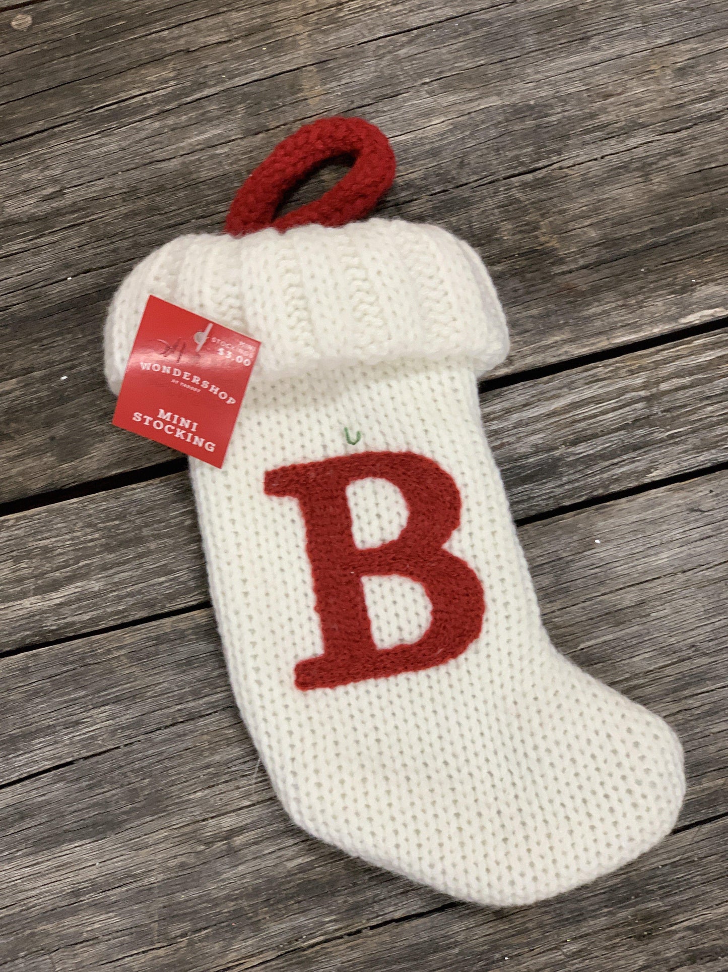 White Initial Mini Stocking 7"