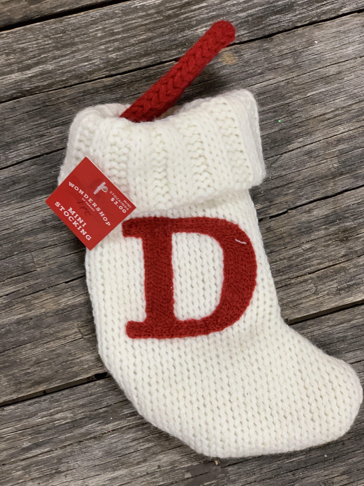 White Initial Mini Stocking 7"