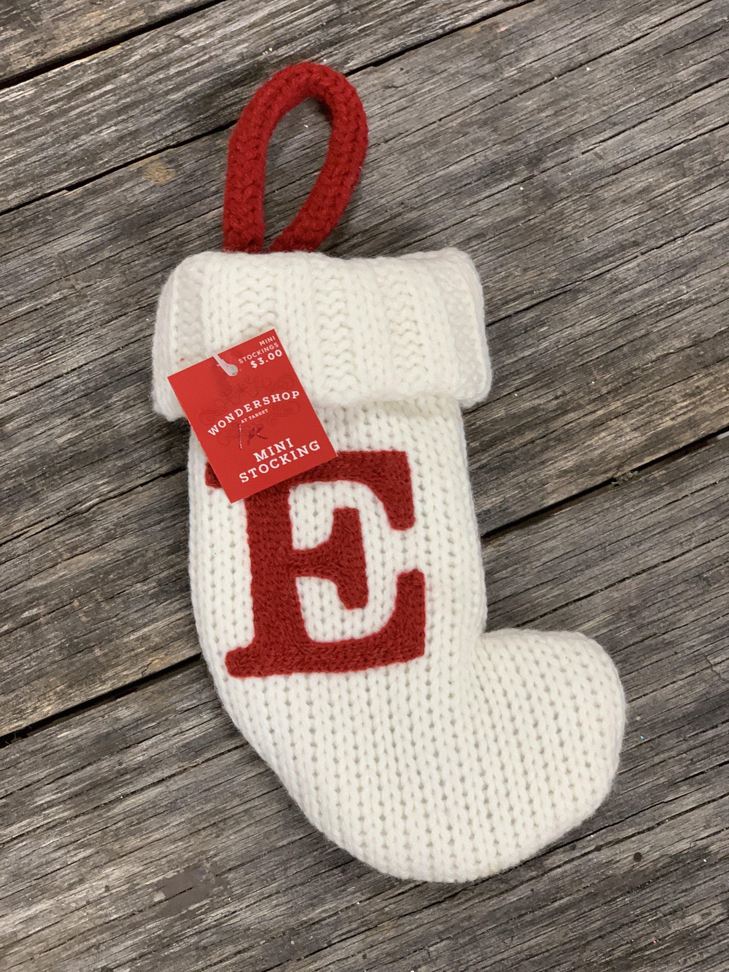 White Initial Mini Stocking 7"