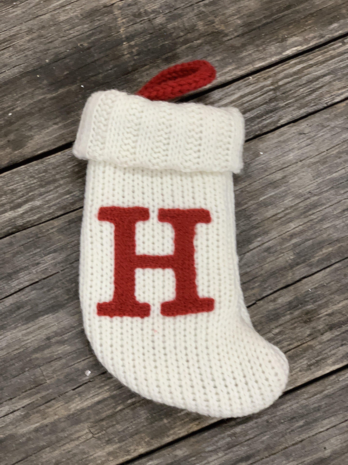 White Initial Mini Stocking 7"