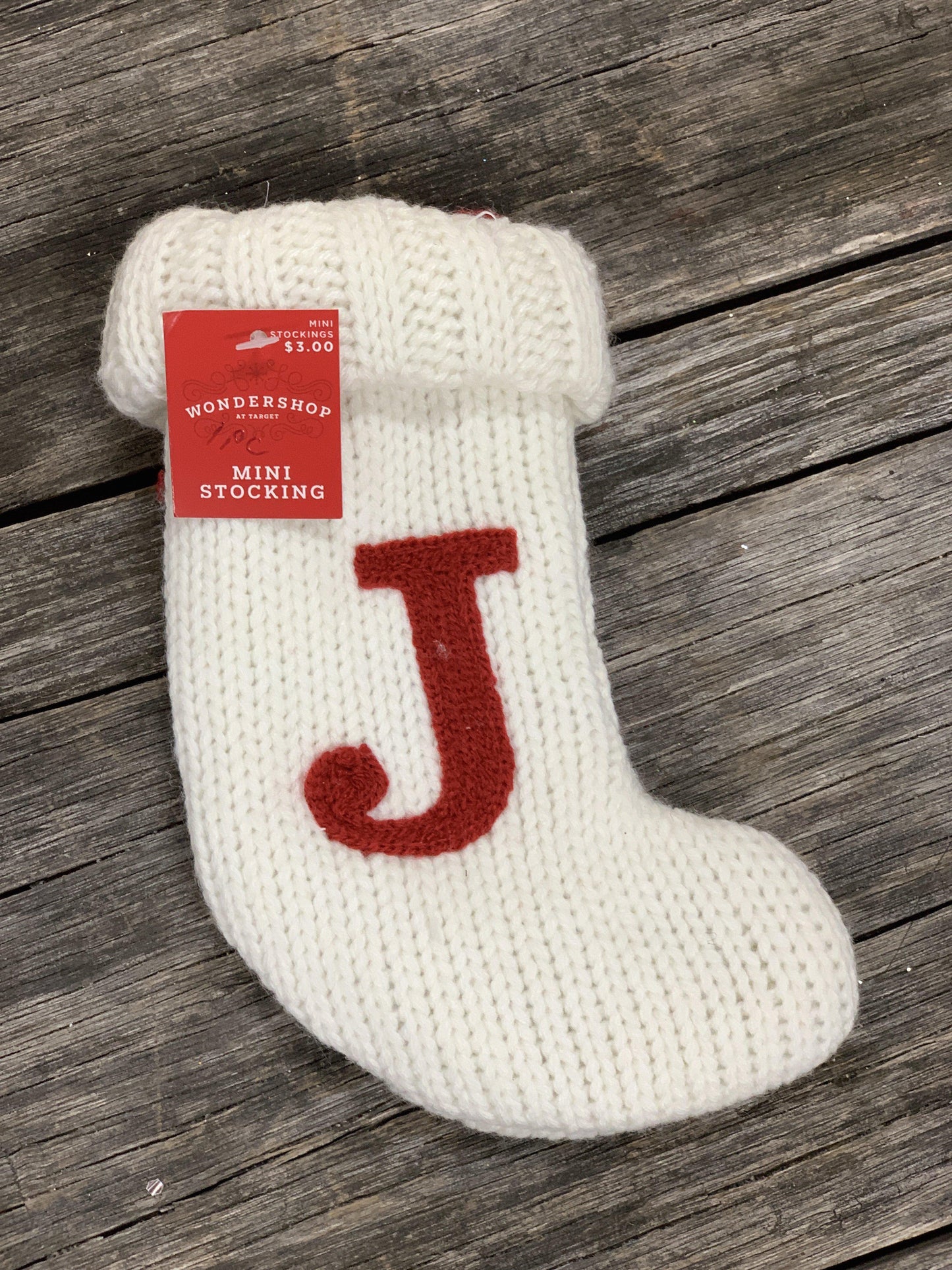 White Initial Mini Stocking 7"