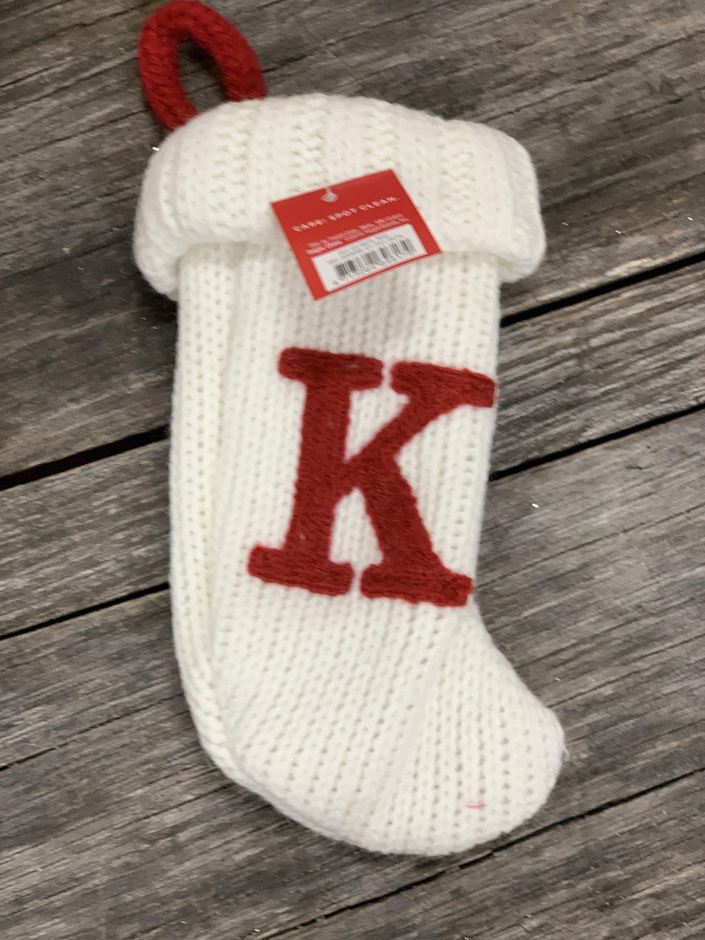 White Initial Mini Stocking 7"