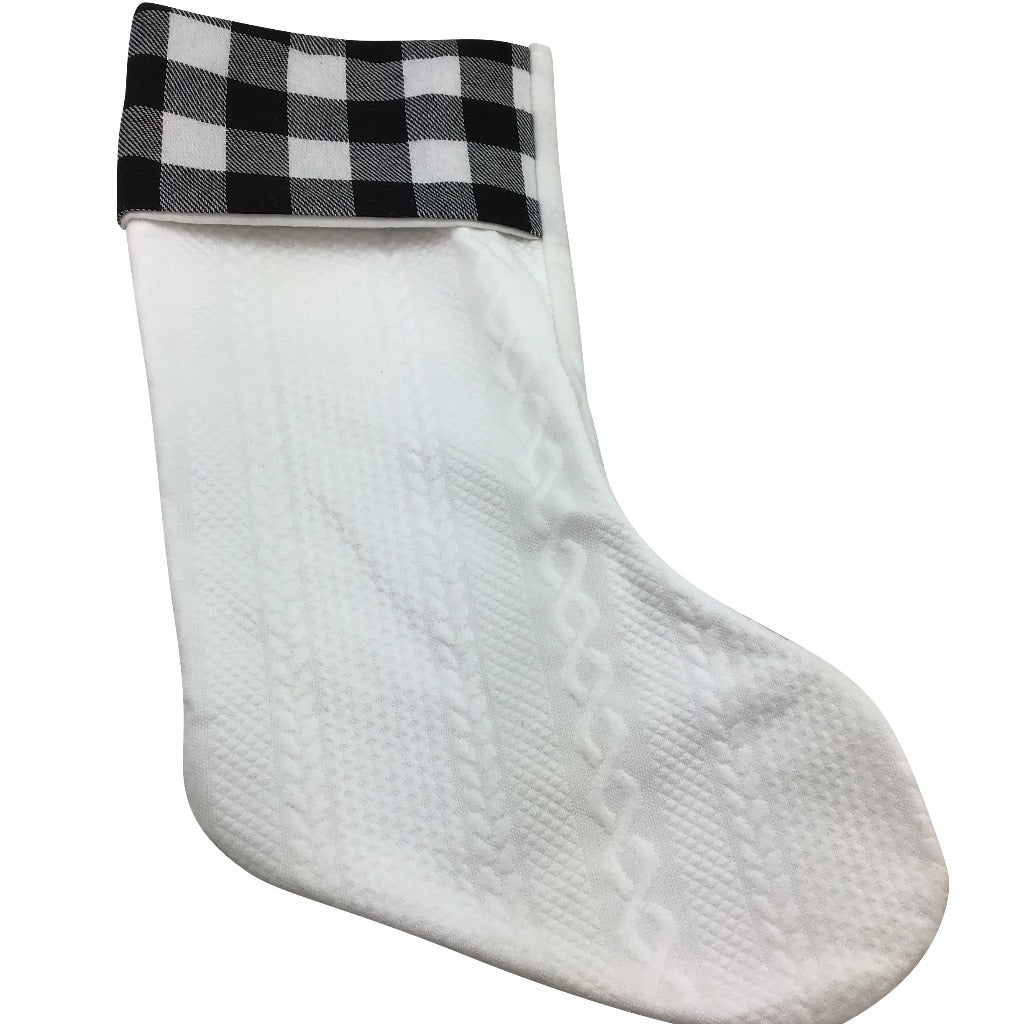 White Or Natural Fabric Christmas Stocking