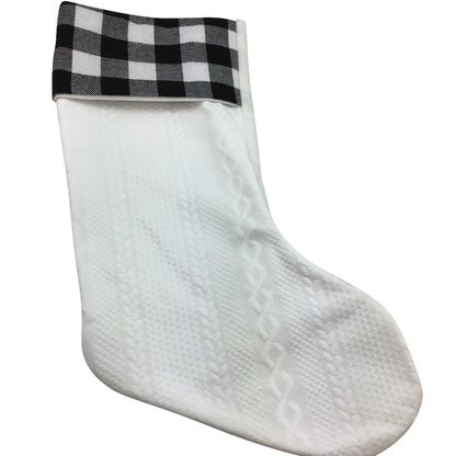 White Or Natural Fabric Christmas Stocking