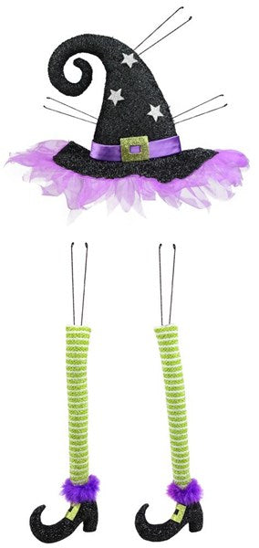 3 Piece Witch Hat Wreath Kit Hat And Leg Decor Kit