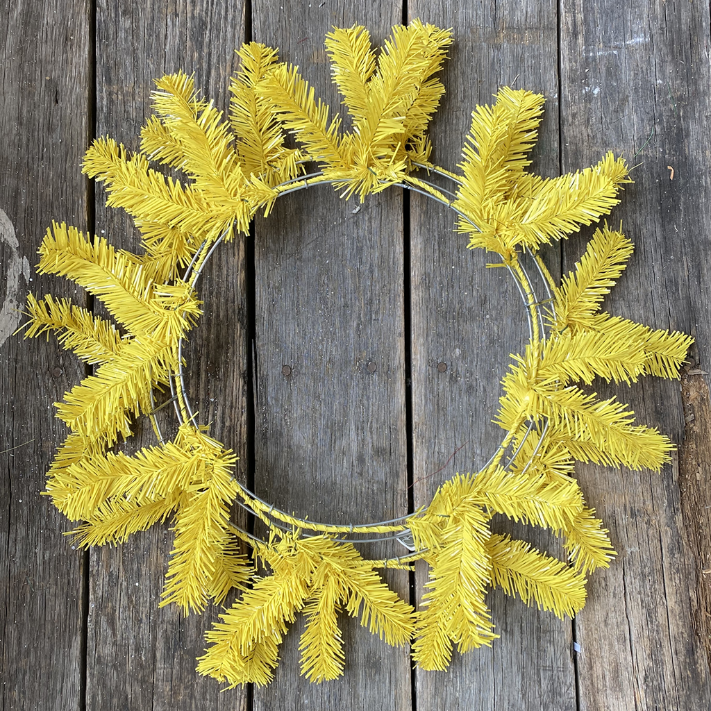 Bright Yellow Pine Work Wreath 24 Inch