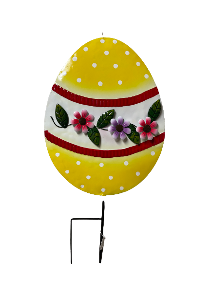 Easter Egg Metal Yardstake Butterfly And Flowers